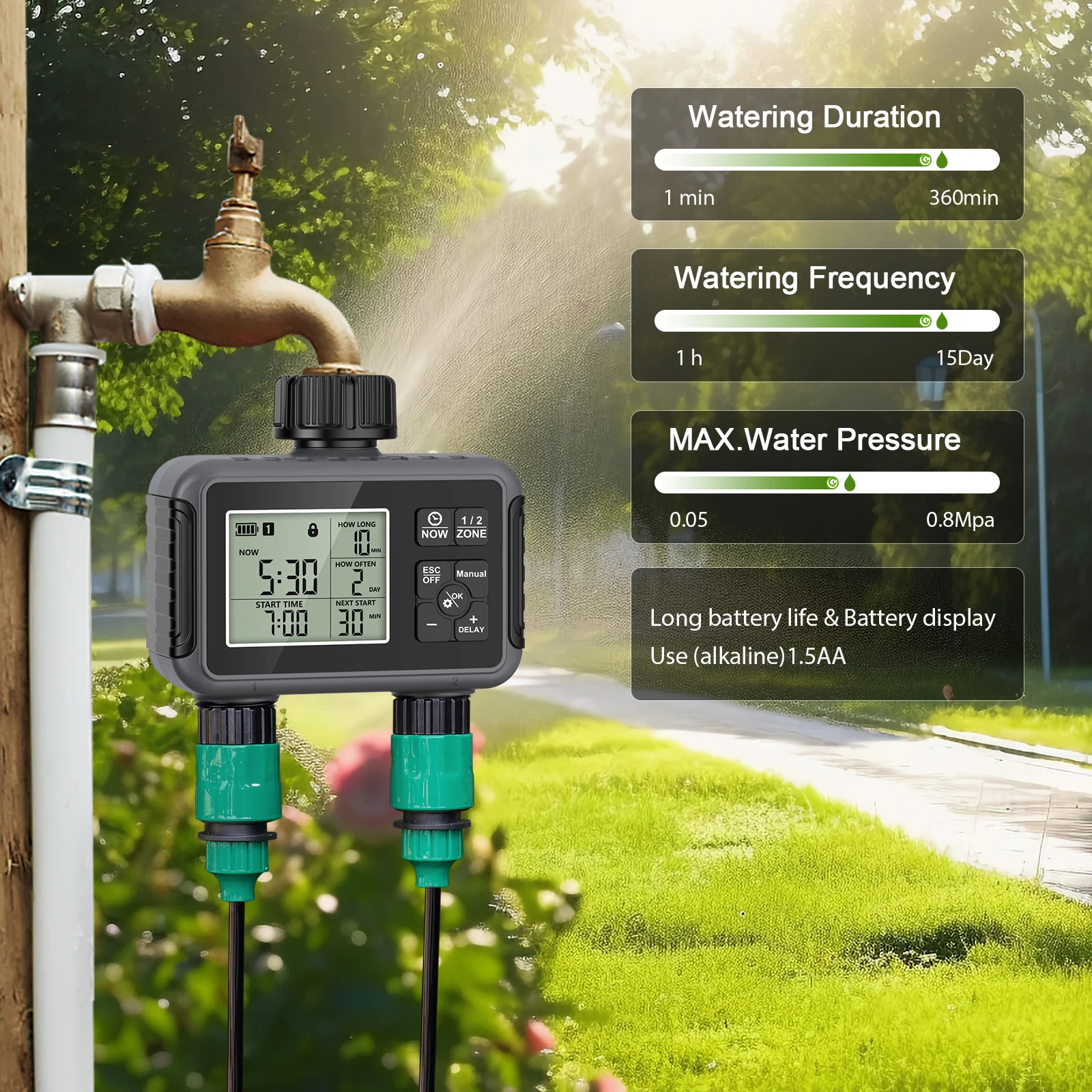 Podwójny wylotowy timer do węż – Timer Dual Outlet recenzja i cena